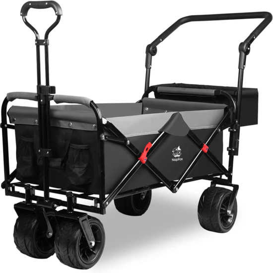 Portable Folding Utility Wagon with Rear Storage Bag