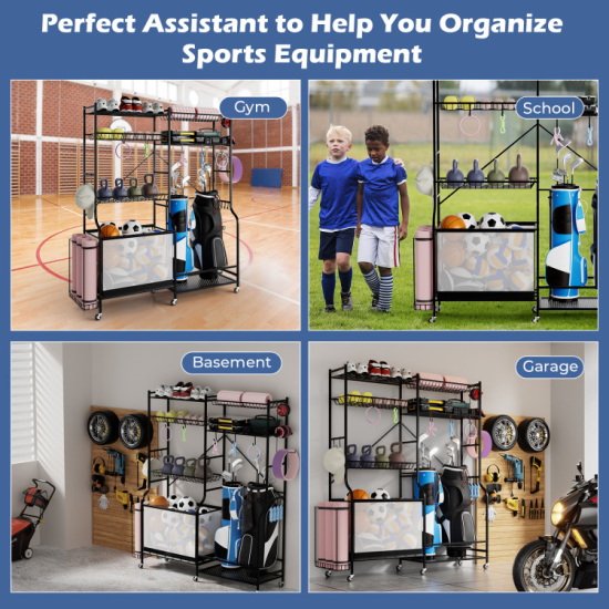 Sports Equipment Organizer Rack for Garage