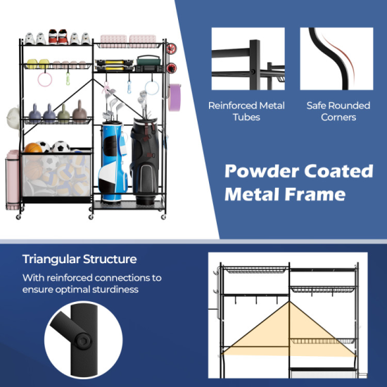 Sports Equipment Organizer Rack for Garage